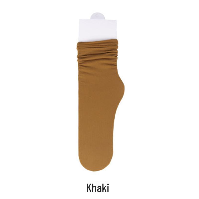 Women's Trendy Mid-Tube Ice Velvet Socks - Solid Colors and Fashionable Curls