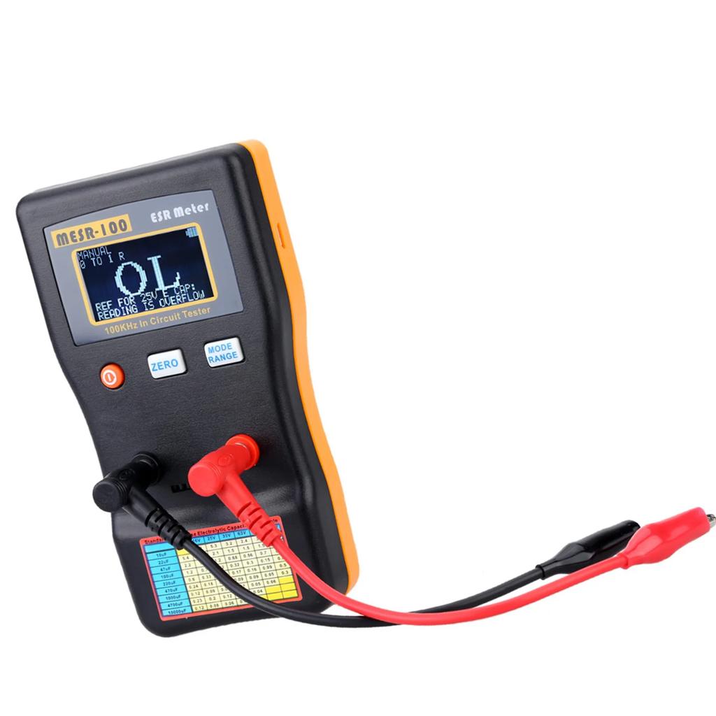 MESR-100 Capacitance Ohm Meter Professional Measuring Internal Resistance of Capacitor Capacitance Circuit Tester LCD Display