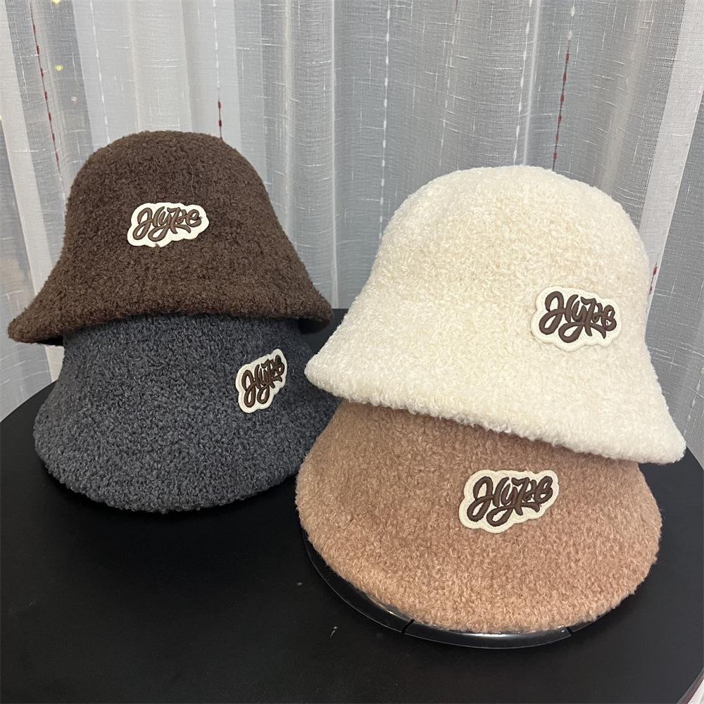 Hat women's autumn and winter new Maillard plush bucket hat basin hat retro warm face small bucket hat