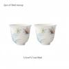 Pure Hand Painted Butterfly Flowers Jade Porcelain Gaiwan Chinese White Tureen Tea Bowl Kung Fu Tea Chawan Tea Cups Tea Ceremony