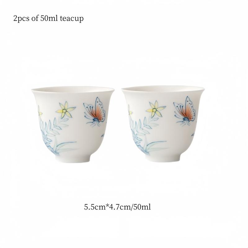 

Pure Hand Painted Butterfly Flowers Jade Porcelain Gaiwan Chinese White Tureen Tea Bowl Kung Fu Tea Chawan Tea Cups Tea Ceremony 200ml