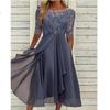 HNXC Women's Fashion Summer Spring Solid Color Print Short Sleeve O-Neck  Casual Dresses