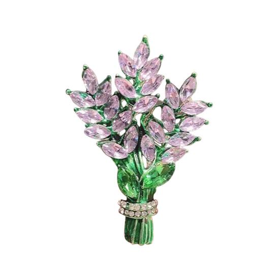 Женская брошь Высокий блеск Инкрустация стразами Сверкающий лавандовый дизайн Булавка для лацкана Нескользящая застежка