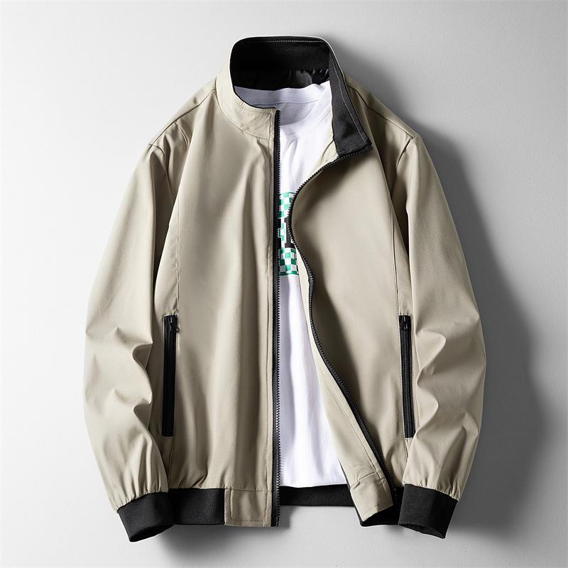 Spring/Autumn  Men's Solid Color Stand Collar Jacket, Large Size Casual Wear