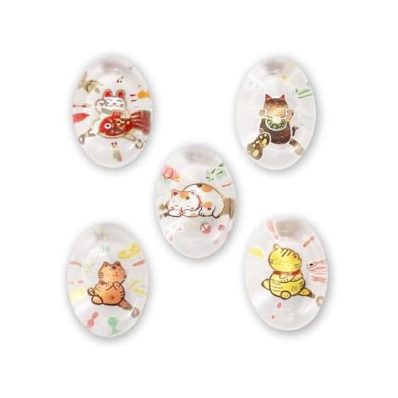 Set of 5 Cute Glass Cat Chopstick Rests, Made In Japan, Lucky Charm, Giftable