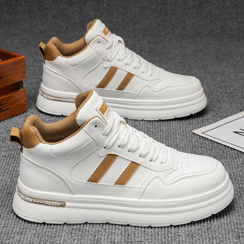 

Autumn Thick Soled Breathable High Top Men s Casual Shoes White Height Increasing Comfortable Boots Wear Resistant Board Shoes 39