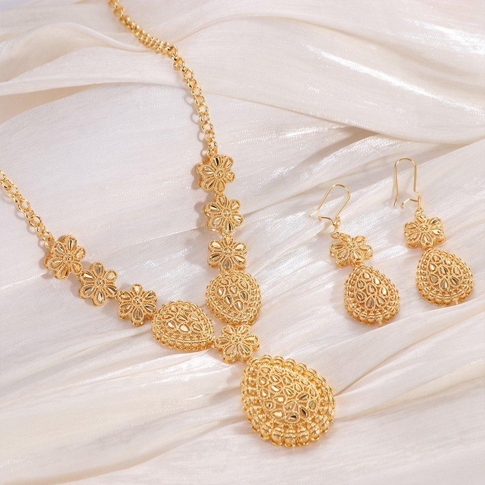 Plated Dubai Jewelry Sets 24K Gold African Bridal Jewelry Sets  Bride