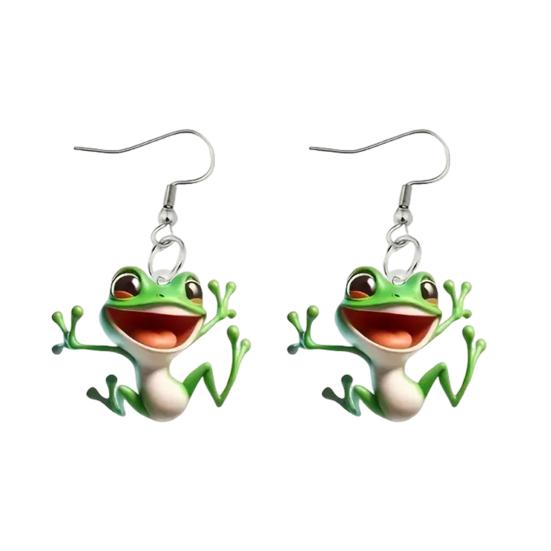 

Серьги-подвески с лягушкой, 2D акриловые серьги-подвески с лягушкой, мультяшные серьги с животными A