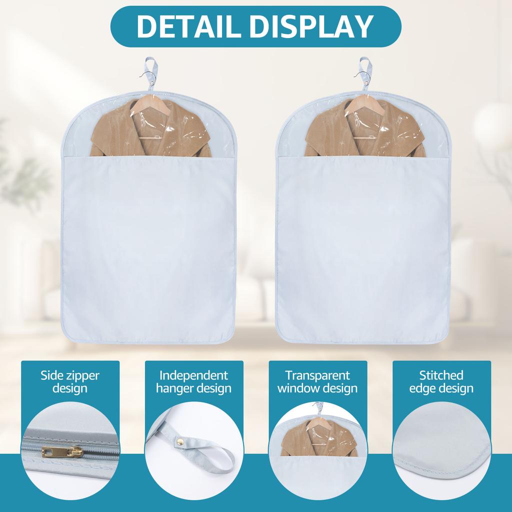 Dust Proof Garment Protector Cover Bag Hanging Garment Bag with Side Opening Zipper Moisture Proof Vacuum Bag for Coat Jacket