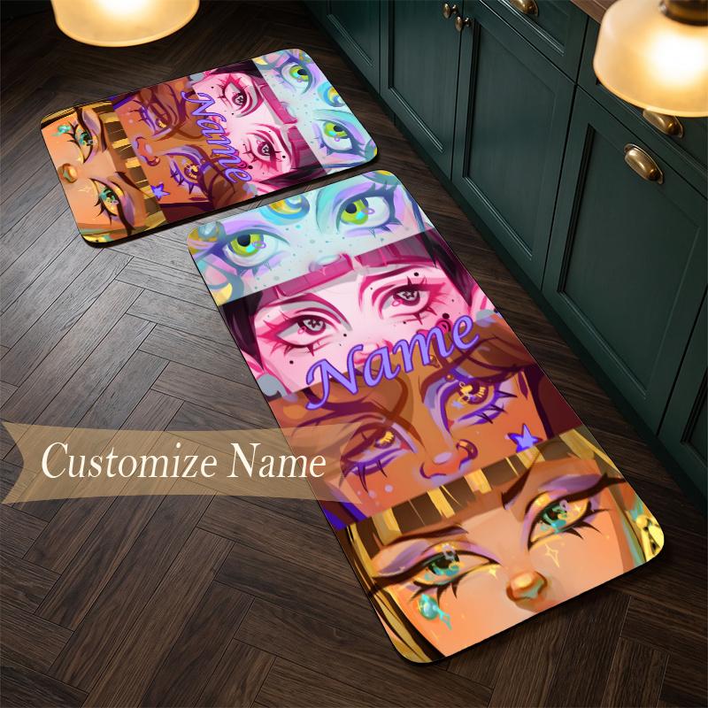 monster high (1) Customize Name Flannel Kitchen Mat Soft Non-Slip Kitchen Floor Runner Rug for Home Kitchen Decor