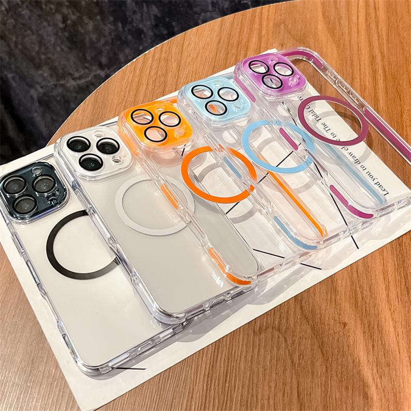For Magsafe Case For iPhone 17 16 15 14 13 Pro Max Magnetic Transparent Wireless Charge Phone Cases For iPhone Air 16 Plus Cover
