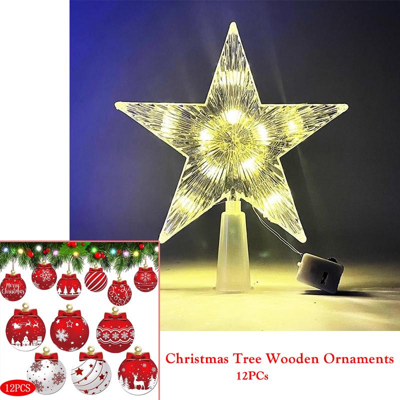 15cm Weihnachtsbaumschmuck Sterne Warmweiße Lichter Heim Zimmer Dekor LED Leuchtende Lampe Weihnachts-Festival Topstern Navidad 1,07in