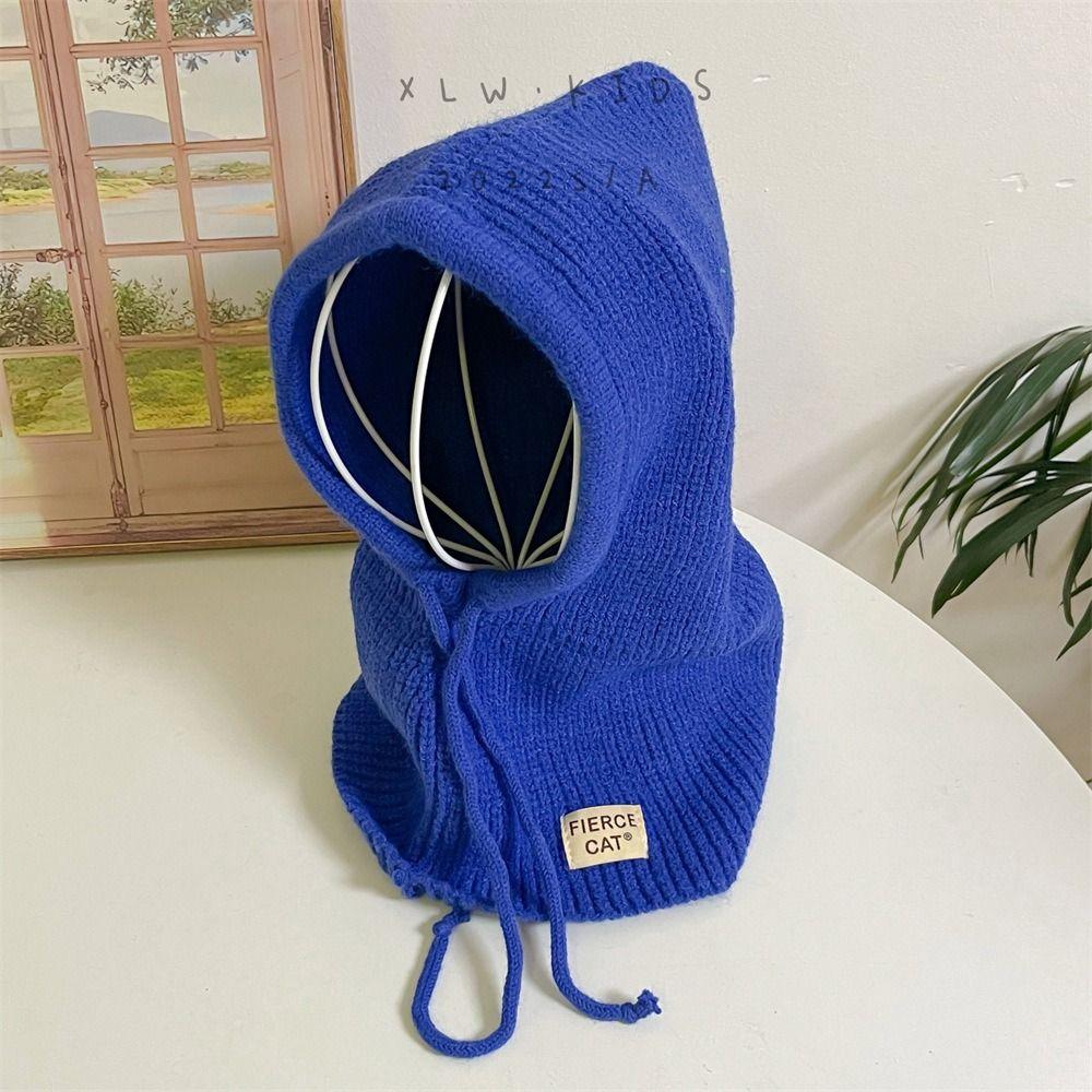 One-piece Baby Balaclava Hat Ears Neck Knitted Cap Fashion Scarf Mask Hats  Children