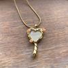 Elegant Heart Mirror Necklace Sparkling Stylish Magic Mirror Clavicle Chain Punk