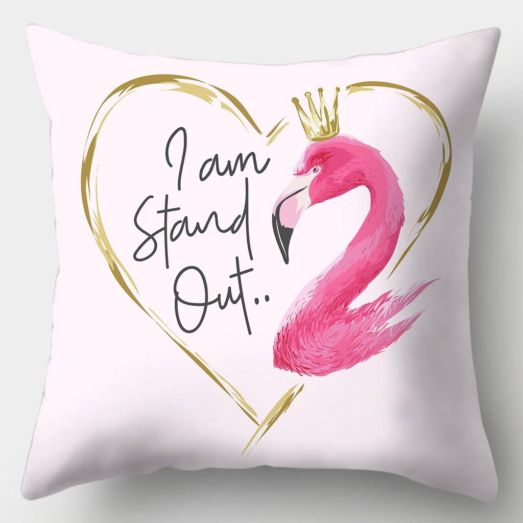 Tropical Flamingo Print Pillowcase Square Peach Skin Sofa Pillowcase Home Decor Pillowcase