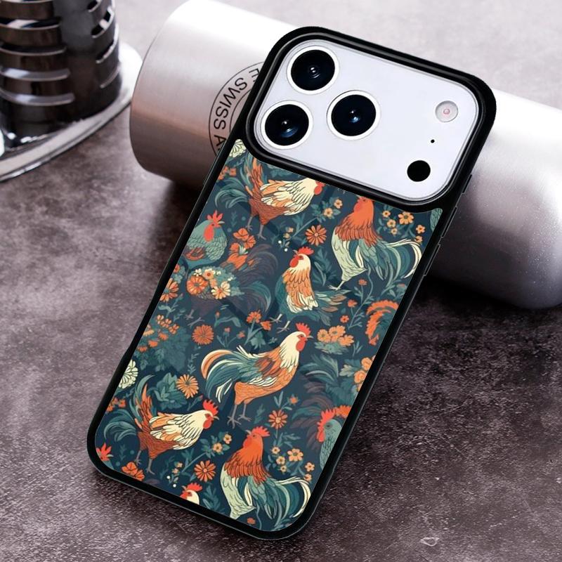 Bright Pattern with Roosters Phone Case For iPhone 17 16 15 14 13 12 11 Pro Max Plus 17Air Soft Silicone Cover