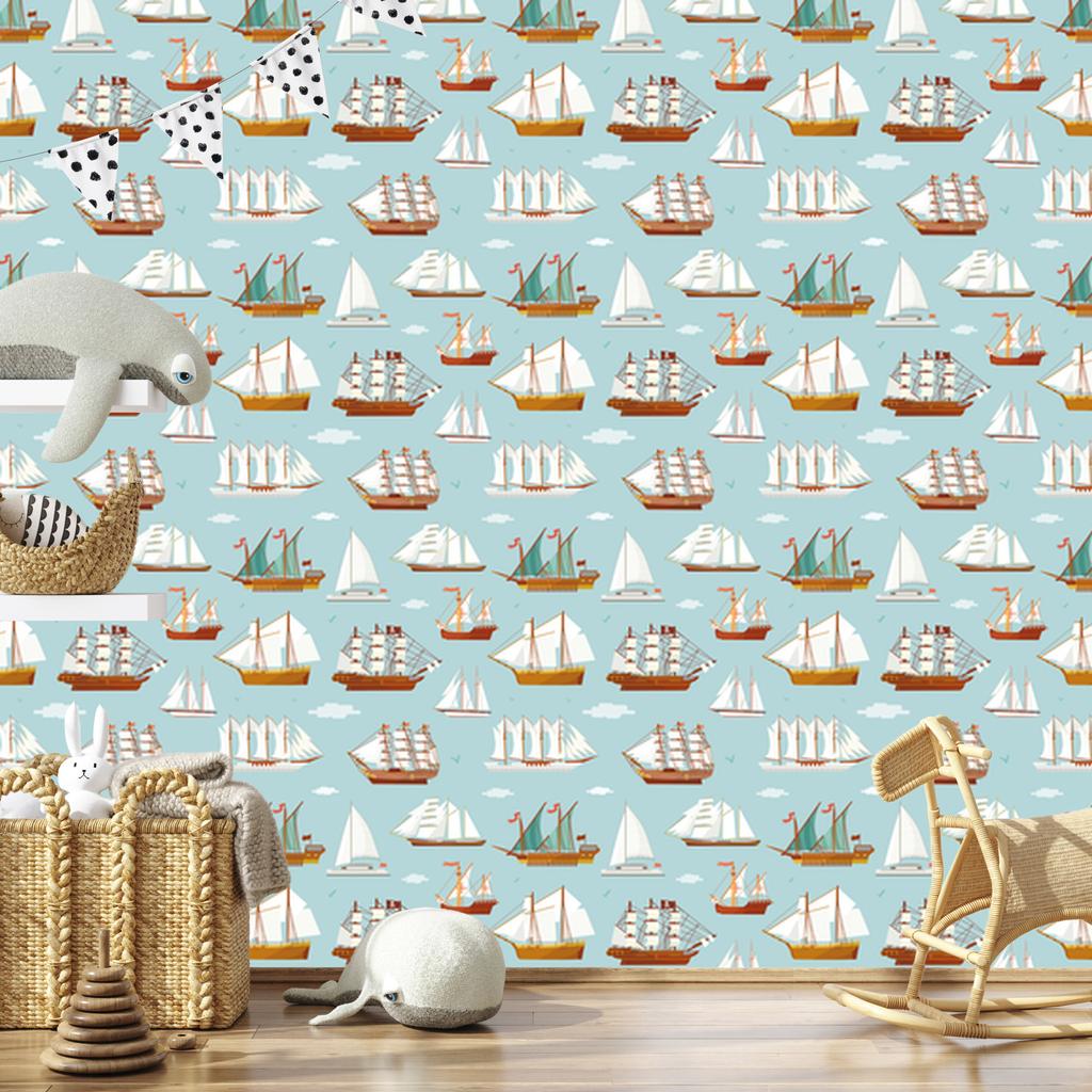Wallpaper Sailing ships from different eras for living room and bedroom 50x1000