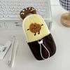 1pc Bear Cartoon Stationery Bag Korean Style Cute Practical for Desktop Cosmetics Cards Pens Storage Handheld Pencil Case