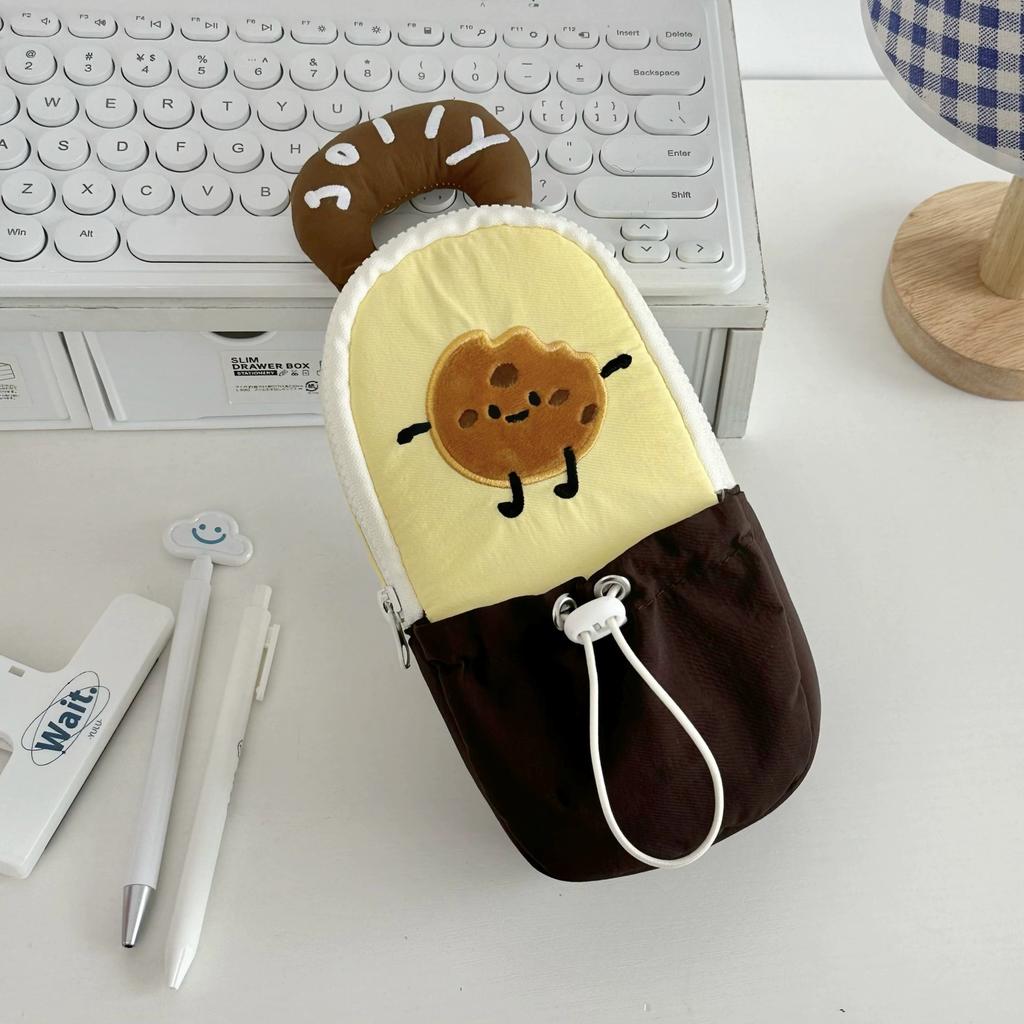1pc Bear Cartoon Stationery Bag Korean Style Cute Practical for Desktop Cosmetics Cards Pens Storage Handheld Pencil Case