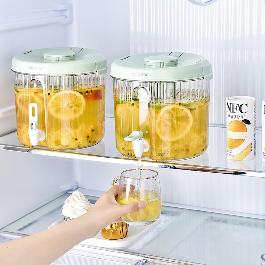 4L Iced Beverage Container with Faucet Refrigerator Juice Milk Beer Containers Large-capacity Leakproof Drinkware for Home Party