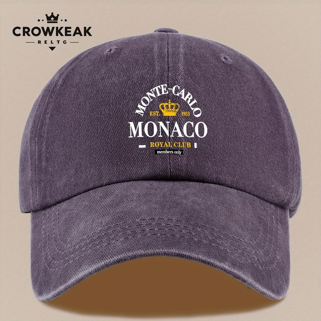Casquette de baseball Vintage Monaco Royal Club Imprimé Snapback Réglable Chapeau Léger Unisexe pour Pêche en Plein Air Plage BBQ