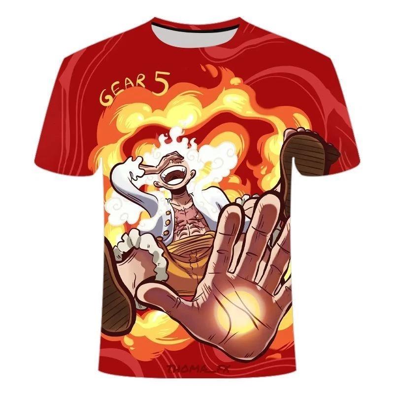 

One Piece Gear 5 Anime Manga Short Sleeve T-Shirt Tee Casual Polyester Unisex 4XL