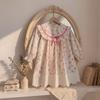Girls Floral Print Ruffle Dress French Style Long Sleeve Cotton Princess 3-8 Years Old Kids