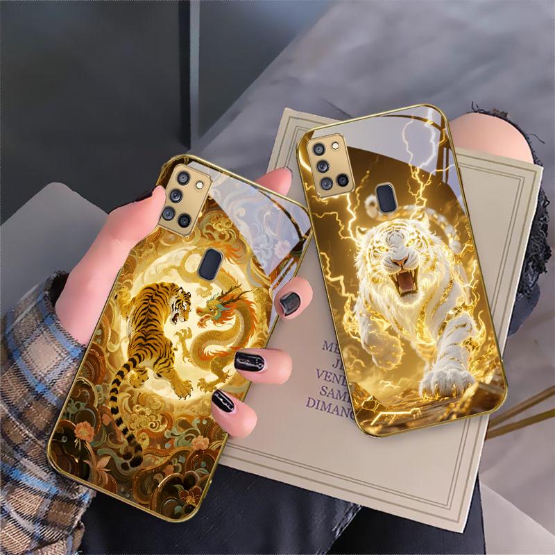 Goldener Adlerkopf Für Samsung A 31 32 A33 A34 35 14 A15 13 A16 25 A26 50 52 53 54 55 56 70 71 72 73 Goldene Glas-Handyhülle