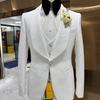 Conjunto de Terno Masculino Branco de 3 Peças para Casamento e Casual