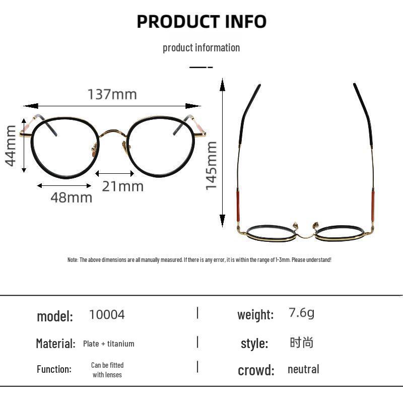 Unisex Full-Rim Pure Titanium Eyeglass Frames with Acetate, Prescription-Ready for Myopia