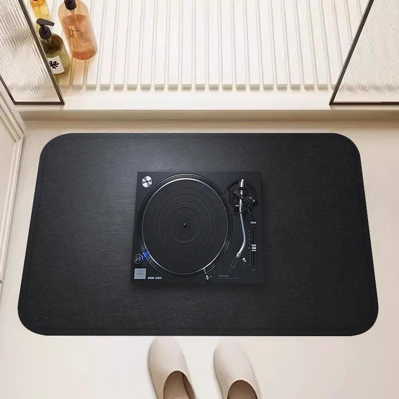 Modern Technics Record Player Theme Carpet for Living Room Decor Bedroom Kitchen Entrance Door Mat Bedside Area Soft Foot Mat