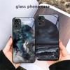 Abstrakte Moderne Wellen Für Redmi Note 14 Pro+ 13 Pro 8 9 9S 12S 10 Pro 11 12 13C 14C A3 12 13 K60 Ultra Schwarze Glas Handyhülle