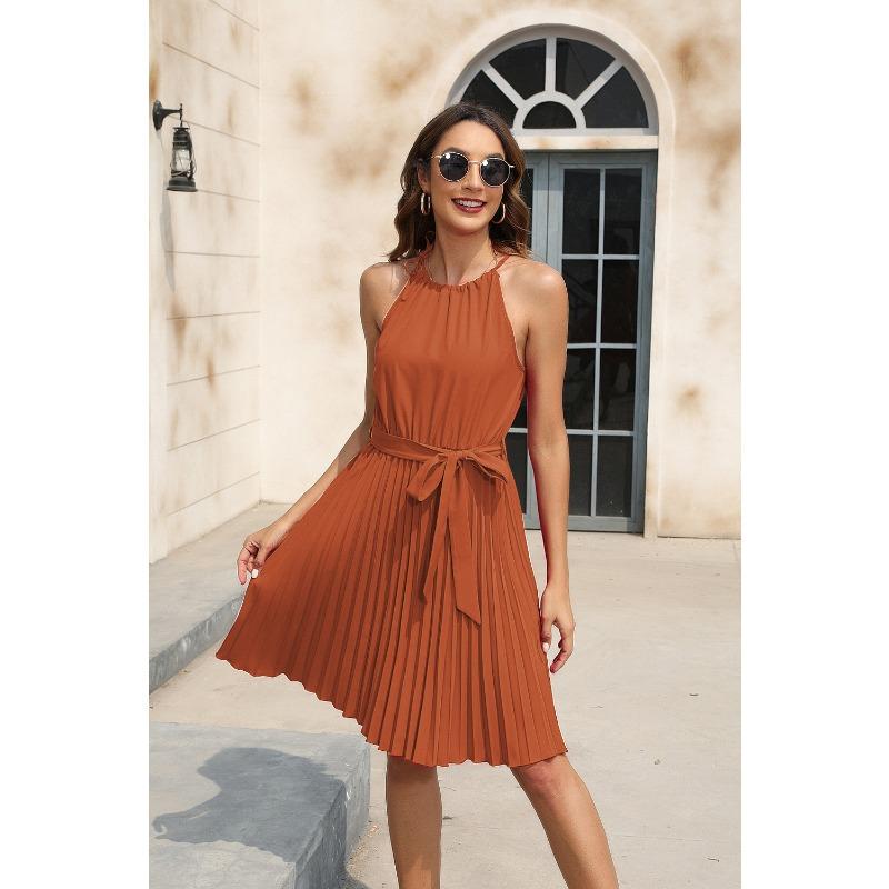 Spring/summer Women's Waistband Dress Party Dress V-neck Sleeveless Dress