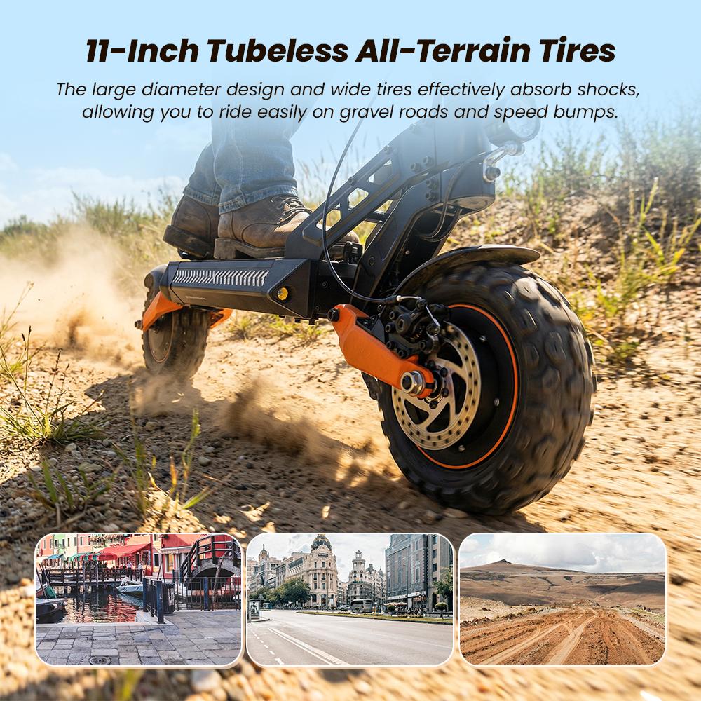 W12 Elektroroller 1500W*2 Doppelmotor 25Ah Akku 11'' Offroad-Reifen Doppelscheibenbremse Doppelfederung Geschwindigkeit 25KM/H Elektroroller