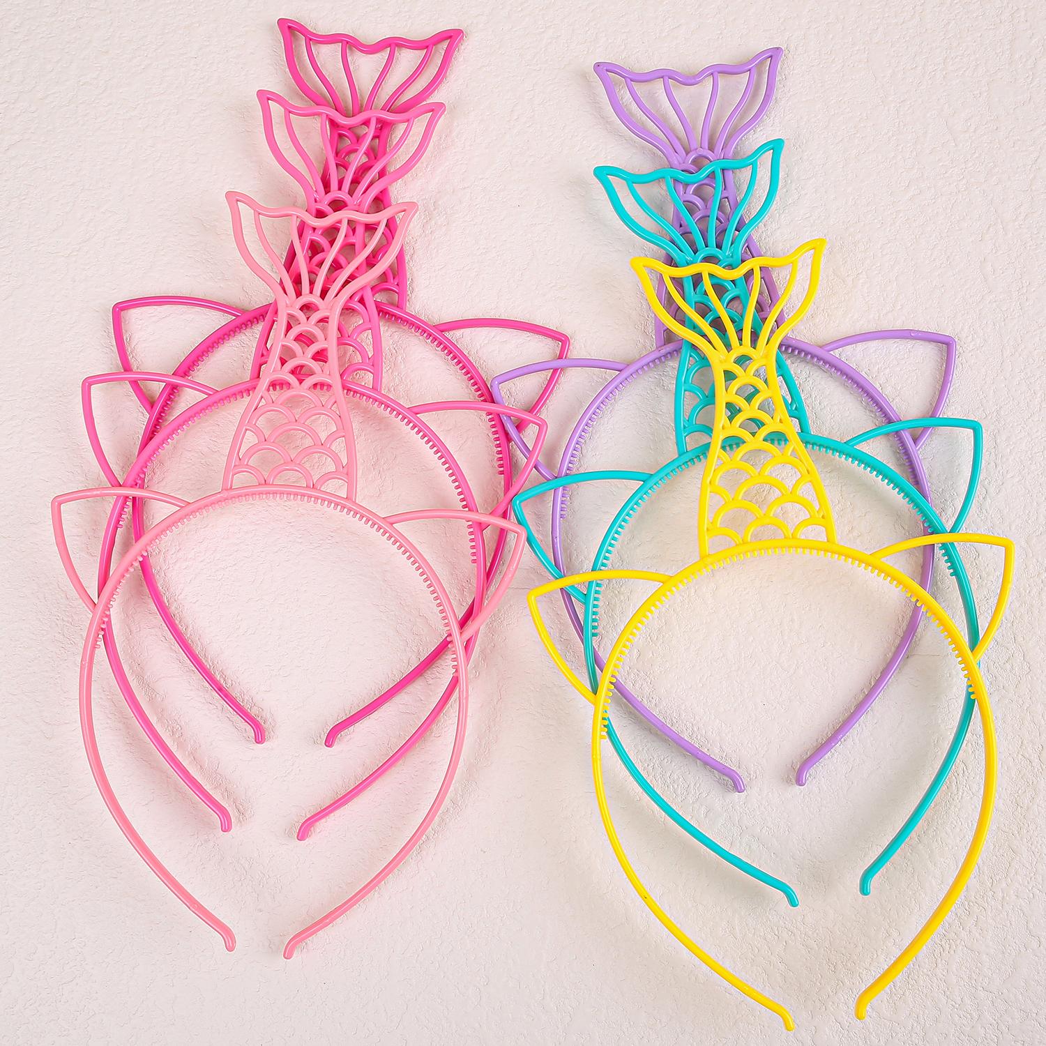 

6/12PCS Girls Mermaid Headbands Candy Color Headband Plastic Teeth Hairbands Family Decoration Party Hair Accessories