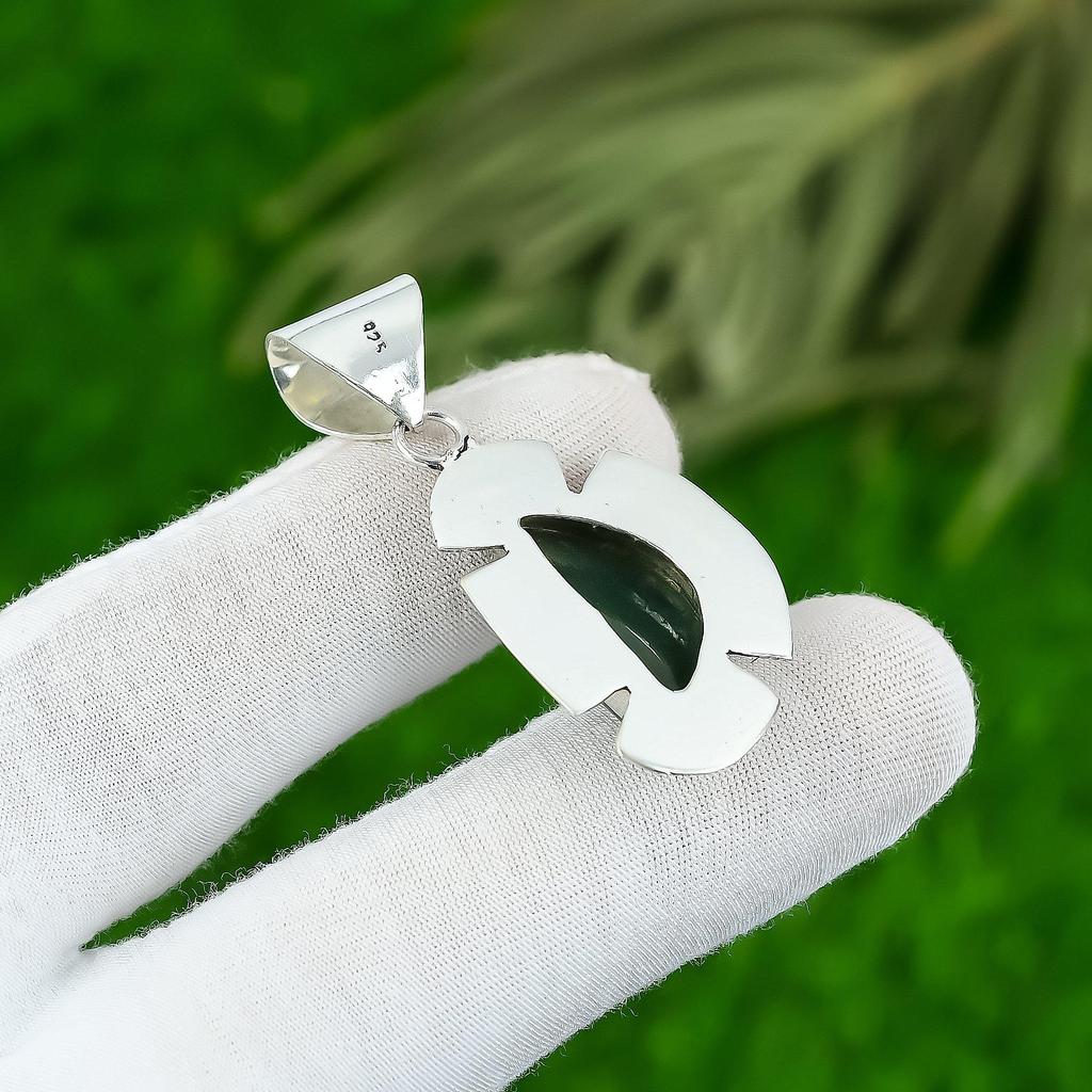 Daughters Day Deal 925 Silver Natural Solar Moss Agate Wedding Pendant Jewelry