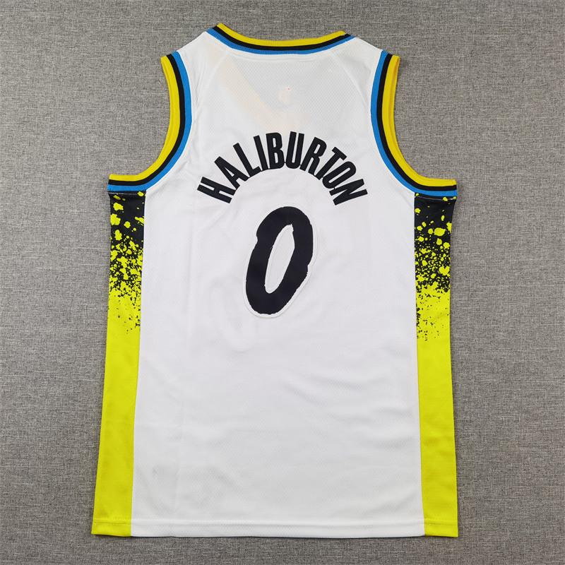 Kinder 2024-2025 Pacers #0 City Edition Haliburton Basketballtrikot - Weiß