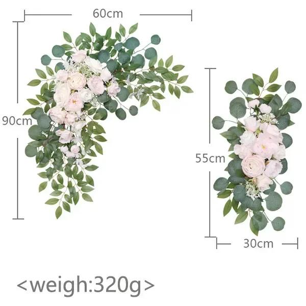 2pcs Artificial Flowers Wedding Backdrop Wreath Decor Welcome Card Sign Corner Wall Props Arrange Arch Fake Flower Row