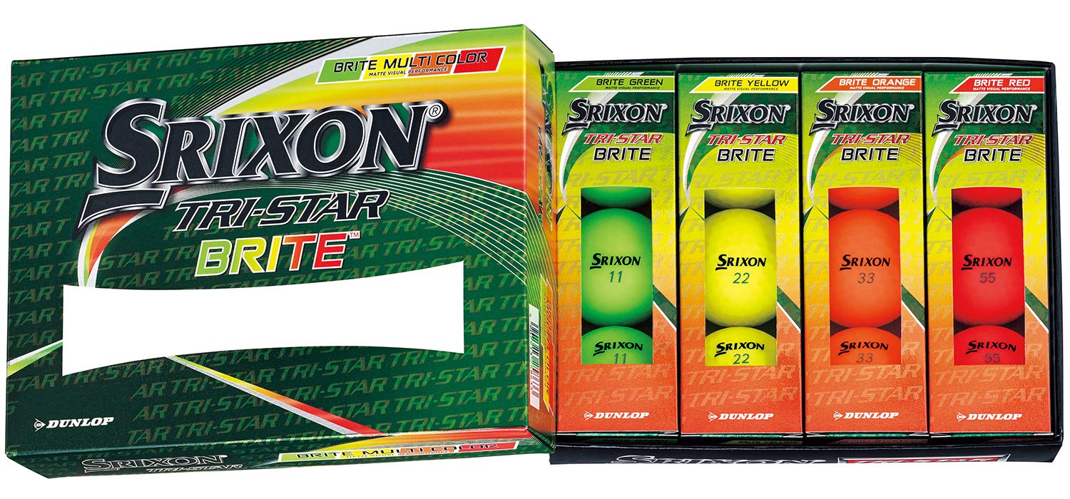 

Dunlop Srixon BRITE Golf 2020 1 Dozen Bright Multicolor TRI-STAR Balls, Model, (12 Balls),