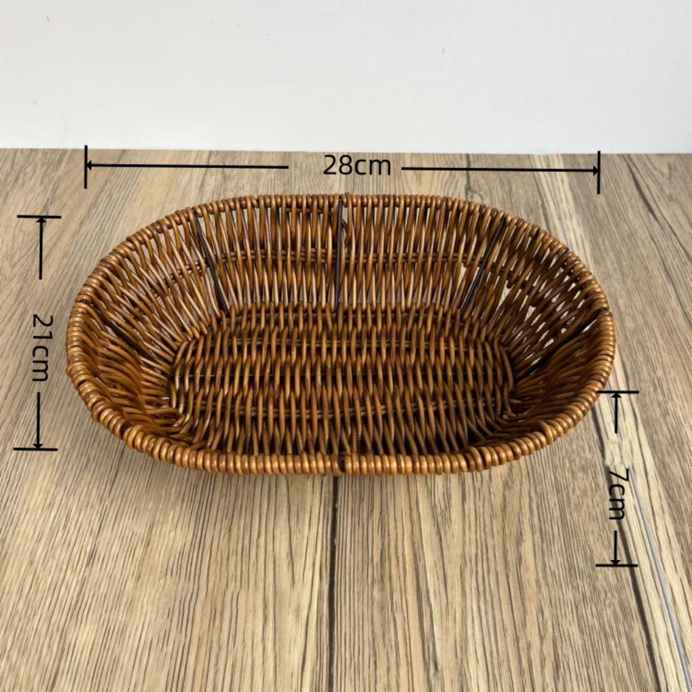 Hand-Woven Food Plate Vintage Wicker Basket Durable Bread Tray