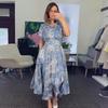 2024 Summer European & American Bohemian Print Turn-Down Collar Holiday Dress for Women