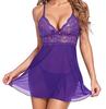 Sexy Suspender Nightdress Robe Thin with Chest Pad Lace Backless Casual Perspective Loungewear Set