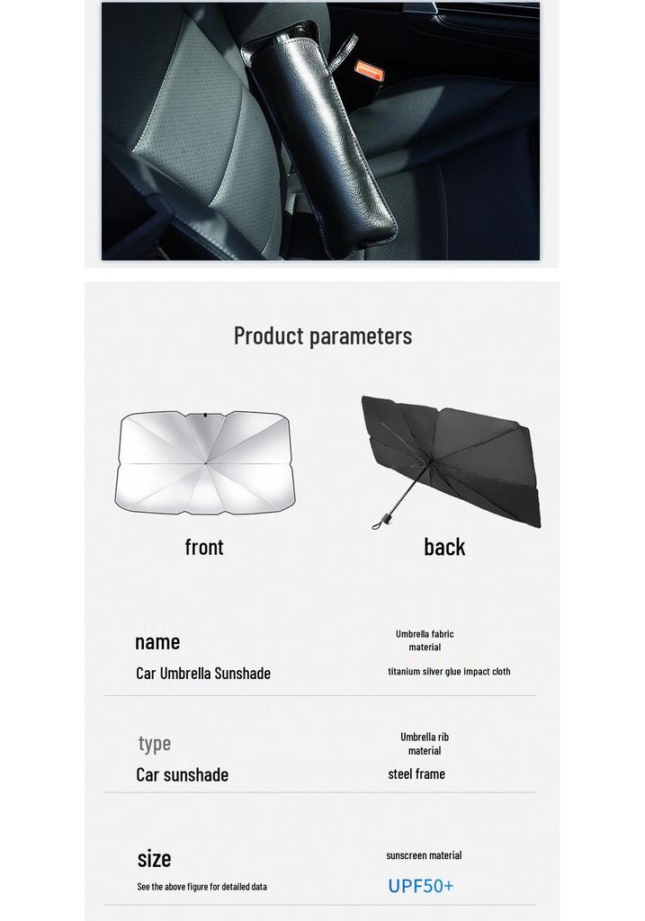 Titanium Silver Folding Car Sunshade - UV and Heat Protection for Windshield