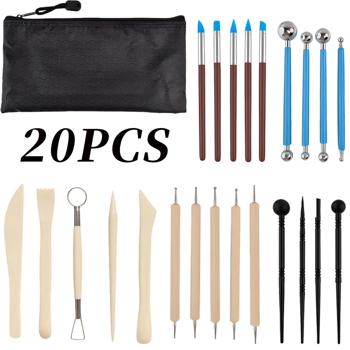Pottery Carving & Clay Sculpture Tool Set - Hand-Carved Stone, Polymer & Clay