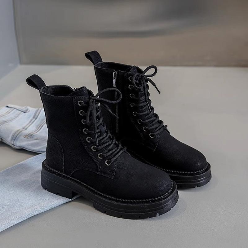 

Ботинки Martin на толстой подошве, женские ботинки для бега, уличной фотографии, студенческие спортивные ботинки, повседневная обувь с высоким берцем и шнуровкой 37 чёрный