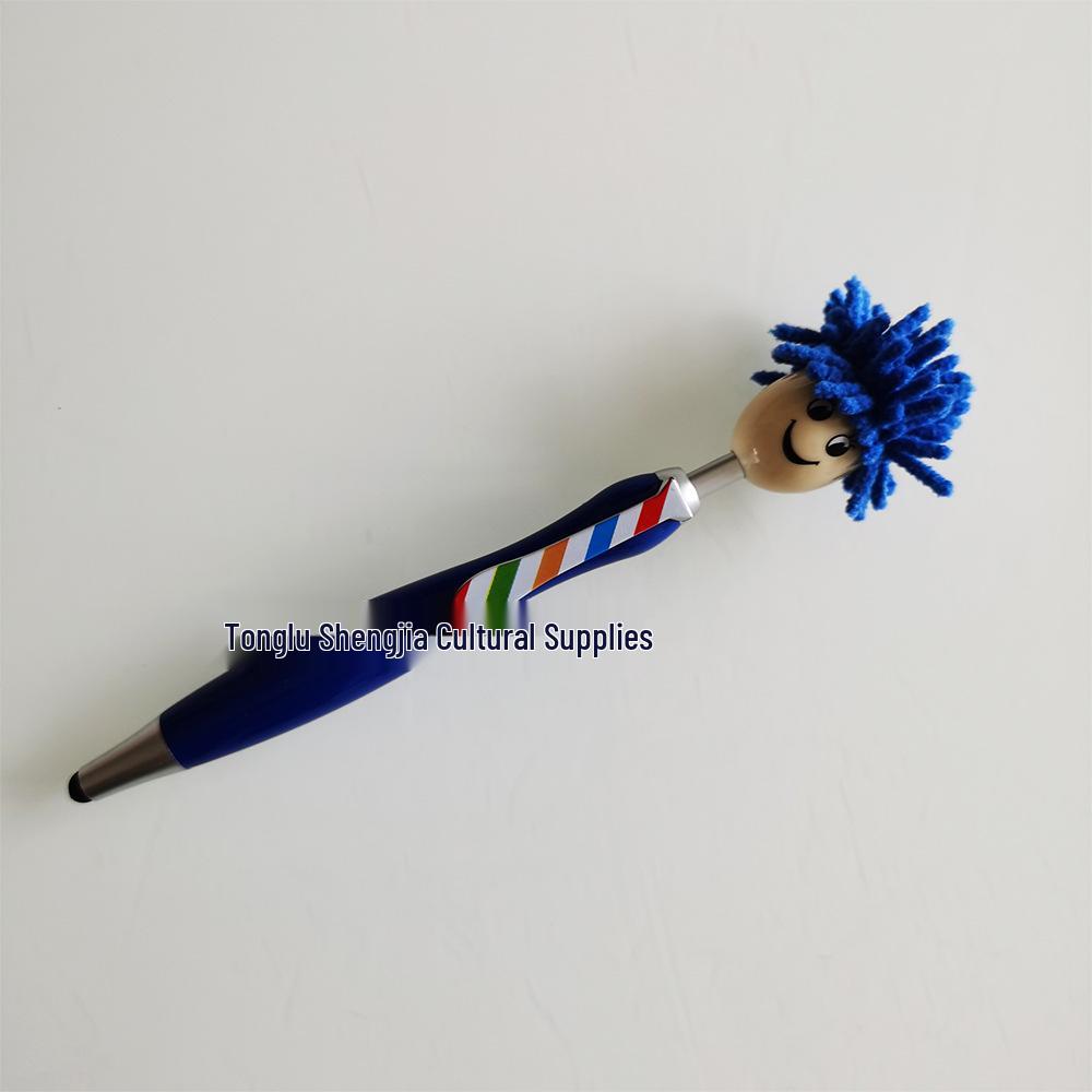 Christmas Cartoon Plush Doll Smiley Face Ballpoint Pen