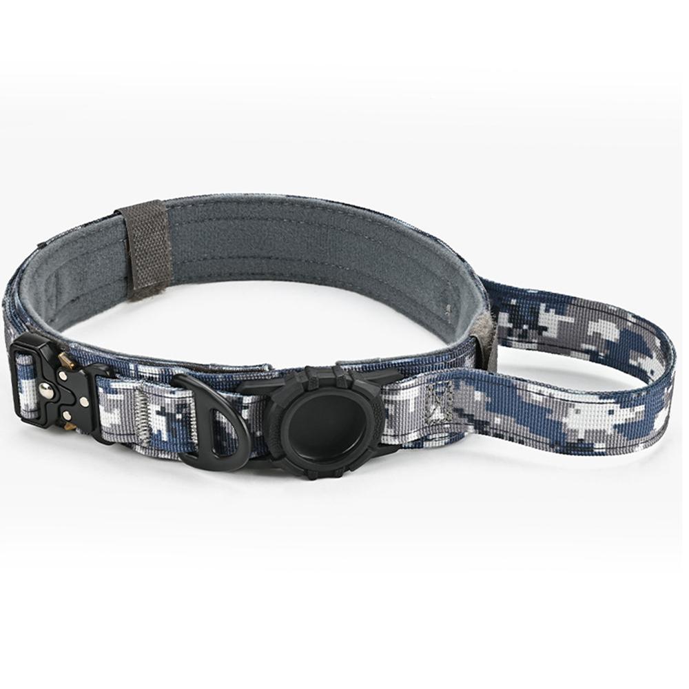

For AirTag Holder Dog Collar Tactical Nylon Adjustable Anti Escape Explosion Proof Pet Collar, Size XL D