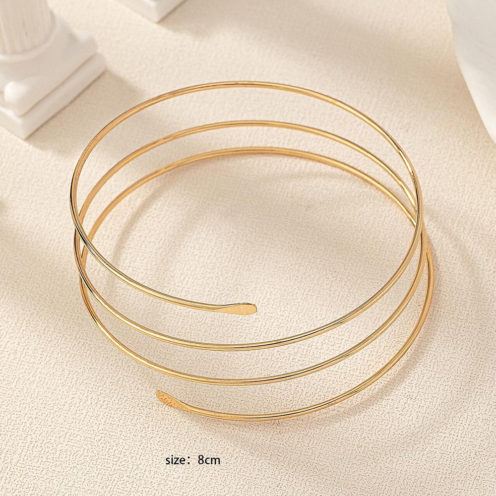 Verstellbare Vintage Schichtoptik Goldfarben Metall Armmanschette Armreif für Damen Teenager Weiblich Einfache Dekoration Körperschmuck Zubehör