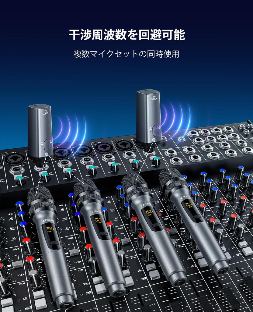 LEKATO Rechargeable Wireless Dynamic Microphone, UHF Handheld Microphone with Mini Receiver, Ideal for Meetings, Karaoke, and Home Parties (Set of 2)