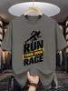 Run Your Own Race Unisexs Crew Neck T Shirt Runner Silhouette Inspirational Letter Graphic Short Sleeve Tee Sport Male Street Tops